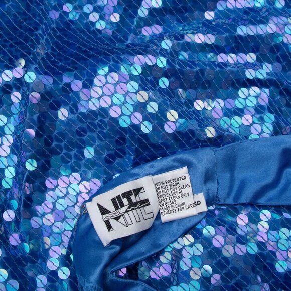 Niteline Cocktail Dress 6 Blue Sequin Luxe Evening Disco Party Glamour Bodycone - Picture 8 of 13